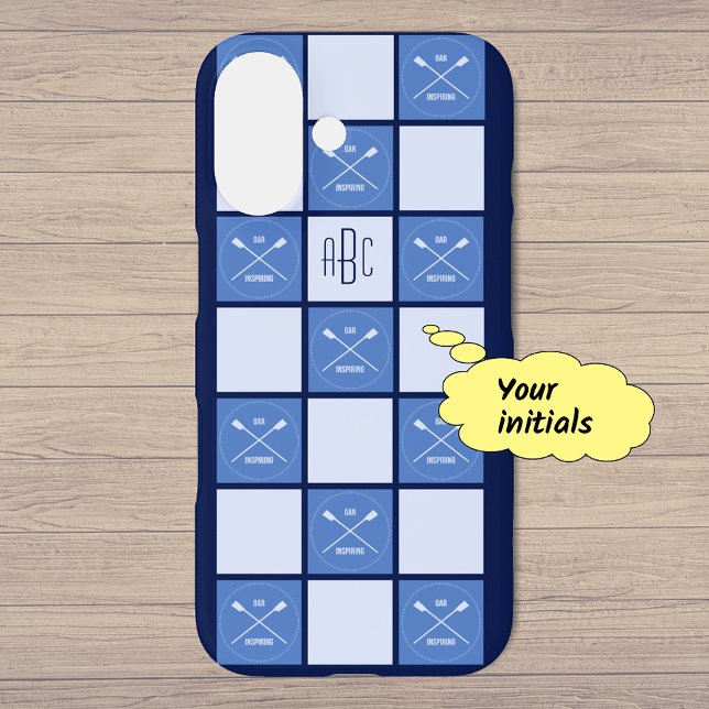 Monogram rowers crossed oars blue Case-Mate iPhone case (Creator Uploaded)