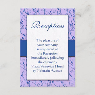 Monogram Royal Blue Lilac Swirl Wedding Enclosure Card