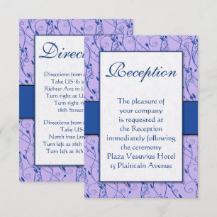 Monogram Royal Blue Lilac Swirl Wedding Reception Invitation