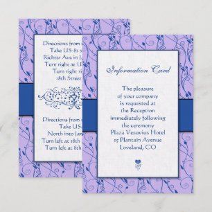 Monogram Royal Blue Lilac Wedding Enclosure Cards