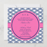 Monogram Royal Blue, Pink Seigaiha Wedding