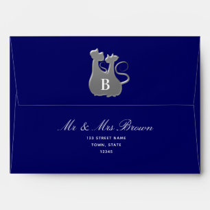 Monogram Royal Blue Wedding Envelope