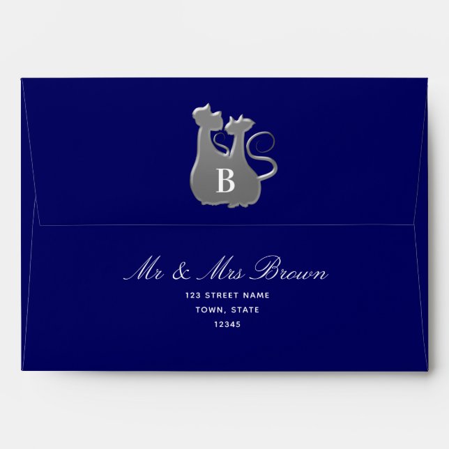 Monogram Royal Blue Wedding Envelope (Back (Top Flap))