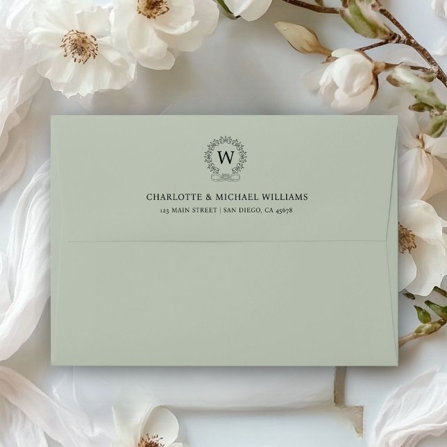 Monogram, Royal, Elegant, Wedding Envelope (Monogram, Royal, Elegant, Wedding Envelope with your name and date)