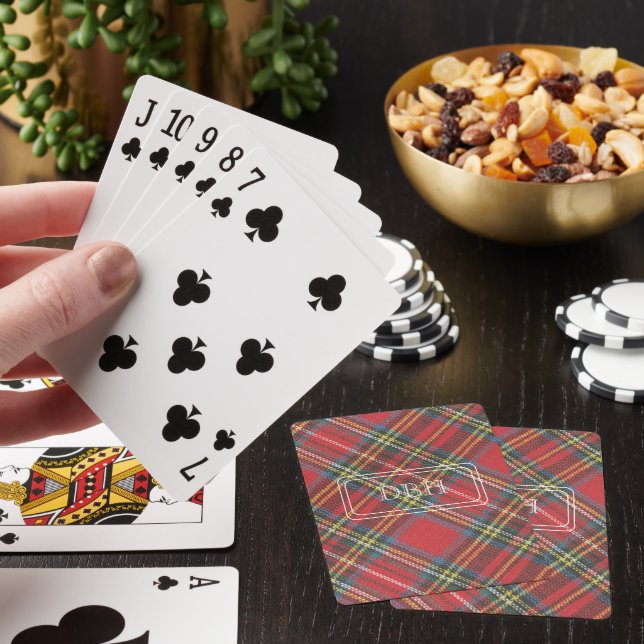 Monogram Royal Stewart Tartan Print Playing Cards (In Situ)