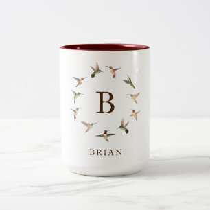 Monogram Rufous and Allen's Hummingbirds Two-Tone Coffee Mug
