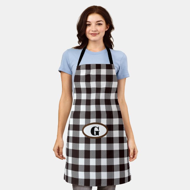Monogram Rustic Chic Plaid  Apron (Worn)