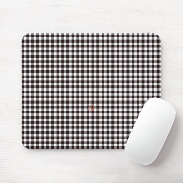   Monogram Rustic Chic Plaid Mouse Mat (With Mouse)