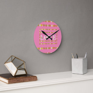 Monogram Rustic Daisy Floral  Acrylic Wall Clock