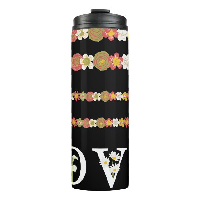  Monogram Rustic Daisy Floral Love  Thermal Tumbler (Front)