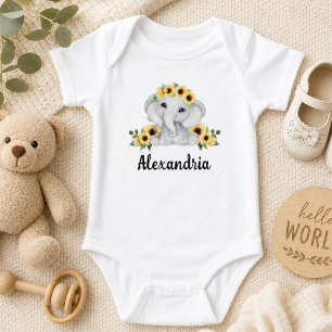 Monogram Rustic Elephant  Baby Bodysuit