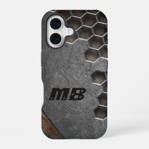 Monogram Rustic Grunge Masculine Personalised iPhone 16 Case