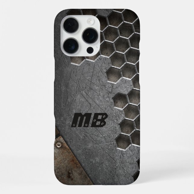 Monogram Rustic Grunge Masculine Personalised iPhone Case (Back)