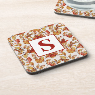 Monogram Rustic Leaf Autumn  Coaster