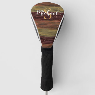 Monogram Rustic Paint Strokes Personalised Name Golf Head Cover