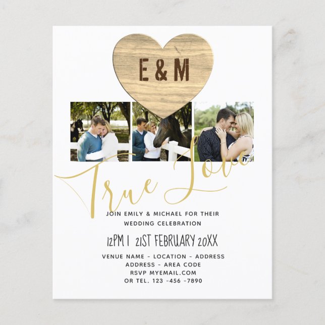 Monogram Rustic Photo Collage Love Heart Wedding (Front)