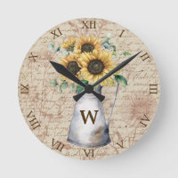 Monogram Rustic Sunflower Vintage Letter Decoupage