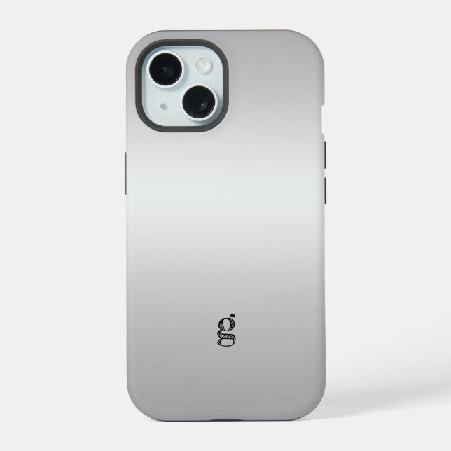 Monogram Rustic Teal Grey Customise Unisex iPhone 15 Case (Back)