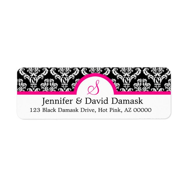 Monogram S Damask White Address Labels (Front)