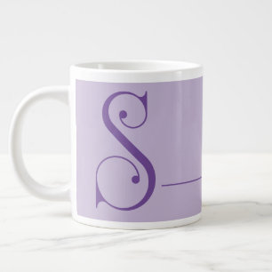 Monogram S in Beautiful Scroll Typography Large Coffee Mug