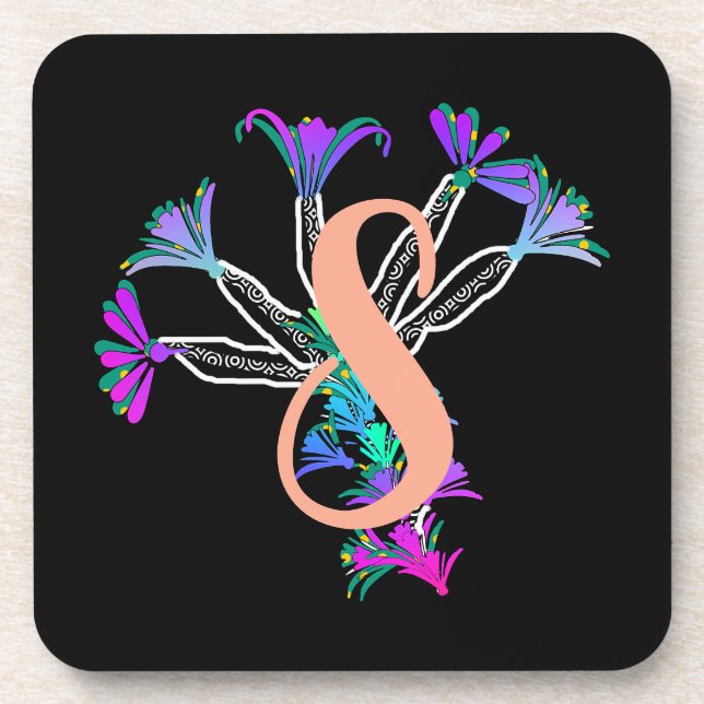 Monogram S Initial  Beverage Coaster (Front)