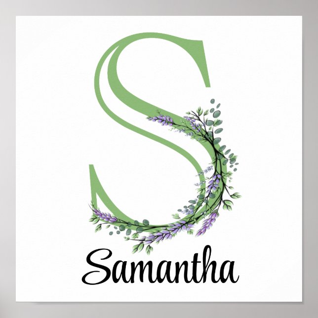 Monogram S Lavender Eucalyptus nursery  Poster (Front)