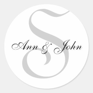 Monogram S  plus First Names Stickers for Weddings