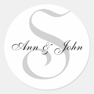 Monogram S plus First Names Stickers for Weddings