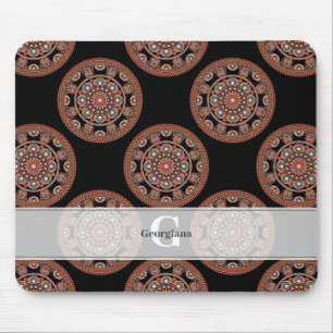Monogram Safari Sunset Bohemian Polka Dot Mandala Mouse Mat