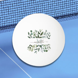 Monogram Sage Green Eucalyptus Greenery Leaves   Ping Pong Ball