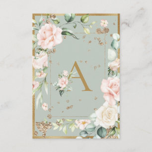 Monogram Sage Green Floral Elegant Letter A Thank You Card