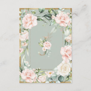 Monogram Sage Green Floral Roses Letter J Thank You Card