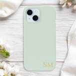 Monogram Sage Green Gold Minimalist Initials iPhone 15 Case<br><div class="desc">Create your own personalised monogram iPhone case in sage green and gold colour with custom initials in elegant minimalist typography.</div>