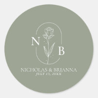 Monogram Sage Green Minimalist Boho Wedding