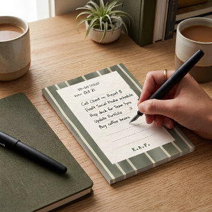 Monogram Sage Green Stripe To Do List Post-It Note