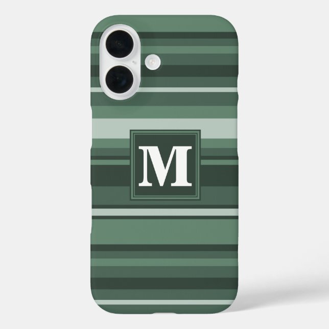 Monogram sage green stripes  Case-Mate iPhone case (Back)