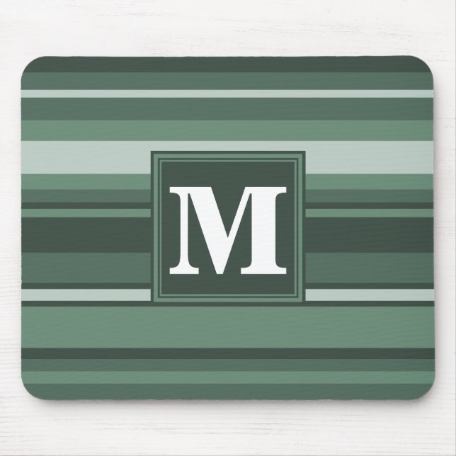 Monogram sage green stripes mouse mat (Front)
