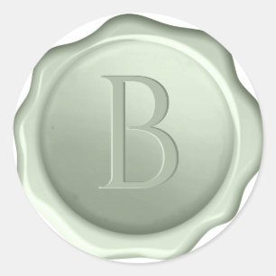 Monogram Sage Green Wax Seal Initial Embossed