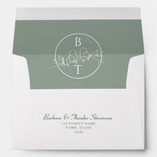 Monogram Sage Green Wedding Envelope