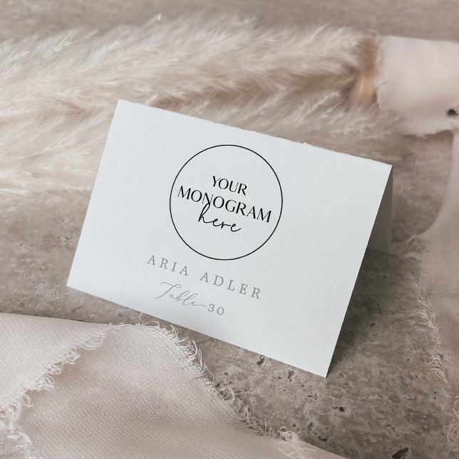 Monogram | Sage Green Wedding Place Cards (Creator Uploaded)