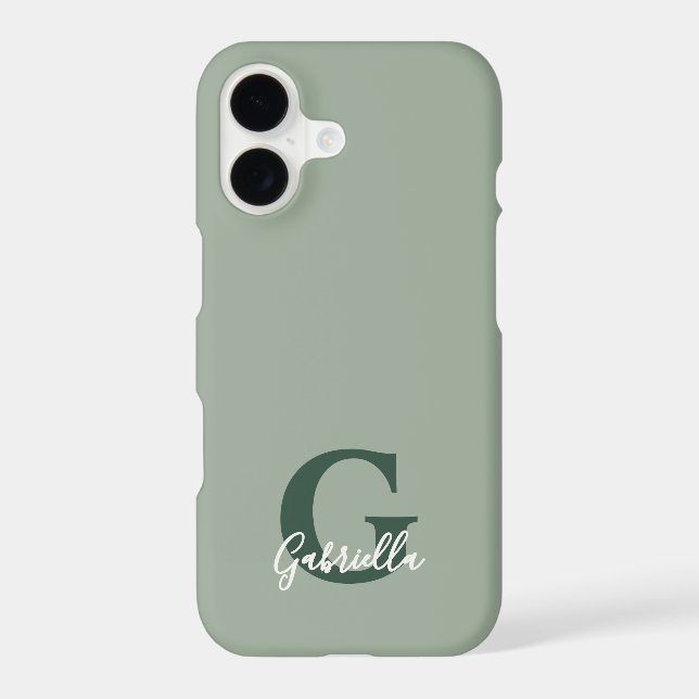 Monogram Sage green white Minimalist Modern Simple (Back)