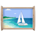 Monogram Sailboat Coastal Tropical Serving Tray