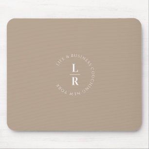 Monogram, salon, minimalistic, beige-brown mouse mat