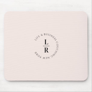 Monogram, salon, minimalistic, light-beige-rose mouse mat