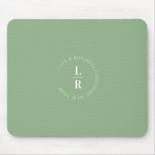 Monogram, salon, minimalistic, soft-green mouse mat