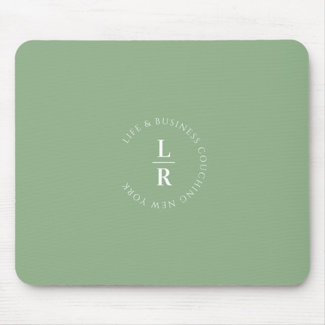 Monogram, salon, minimalistic, soft-green mouse mat (Front)