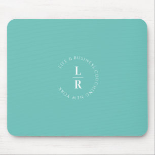 Monogram, salon, minimalistic, turquoise mouse mat