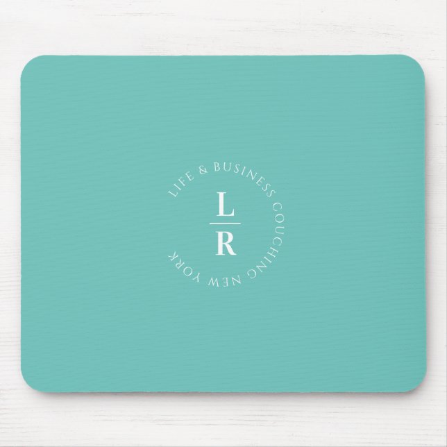 Monogram, salon, minimalistic, turquoise mouse mat (Front)