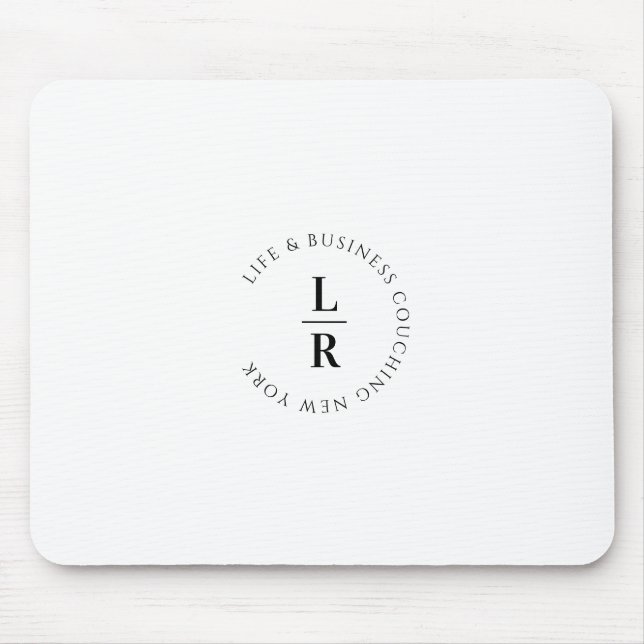 Monogram, salon, minimalistic, white mouse mat (Front)