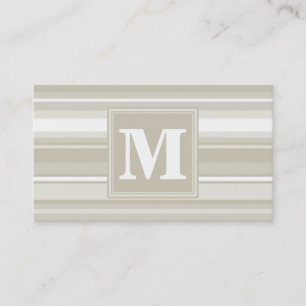 Monogram sandstone stripes business card